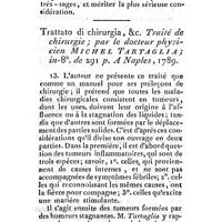 0312 - Page 288 - Nouvelles littéraires. Médecine. Essais de médecine. 1° essai sur les principes qui doivent diriger le médecin dans l'exercice de sa profession. 2° Recherches concernant le mérite des dissolvants de la pierre avec des additions. Chirurgie. Traité de chirurgie. Par le Dr Michel Tartaglia