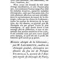 0313 - Page 289 - Nouvelles littéraires. Chirurgie. Traité de chirurgie. Par le Dr Michel Tartaglia. Histoire abrégée de la lithotomie. Par M. Saucerotte