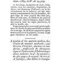 0319 - Page 295 - Nouvelles littéraires. Chirurgie. Dissertatio medica de noxis ex praematura pubertate oriundis in physica educatione maximopere attendendis. Par M. Gerard Guill. de Eicken. Matière médicale. Traité de matière médicale. Par Guill. Cullen