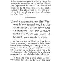0325 - Page 301 - Nouvelles littéraires. Chimie. Manuel systématique de la chimie universelle, à l'usage des préleçons. Par Fréd Alb Charles Gren. Sur l'évaporation et ses effets dans l'atmomsphère. Par Michel Hube