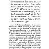 0330 - Page 306 - Nouvelles littéraires. Jurisprudence médicale. Sur les avantages qu'un Etat retire d'une école de médecine légale. Par F.G. Wezeler
