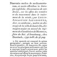 0461 - Page 436 - Nouvelles littéraires. Médecine. Traité abrégé sur la maladie vénérienne, l'écoulement gonorrhoïque opinaître, etc. dépouillé des termes techniques, avec la meilleure méthode curative si clairement expliquée, que les malades peuvent se passer de l'assistance du médecin dans le traitement des affections syphilitiques, avec la recette d'une lotion propre à prévenir cette facheuse maladie. Par M. Deacon. Dissertation de médecine sur les effets des remèdes et du mouvement dans le traitement de la vérole. Par Louis-Sébastien Saucerotte