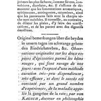 0468 - Page 443 - Nouvelles littéraires. Chirurgie. Mémoire contenant la meilleure méthode pour traiter les plaies d'armes à feu. Par M. Guill. Schmitt. Vétérinaire. Observations originales sur les deux espèces d'épizooties parmi les bêtes rouges, qui font ravage de nos jours, evac l'exposé d'une méthode curative très-peu dispendieuse, très-efficace, et dont le succès est constaté par un grand nombre d'expériences, de la maladie appelée la gangrène de la rate. Par Von Kausch
