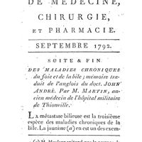0003 - Page 3 - Septembre 1792. Suite et fin des maladies chroniques du foie et de la bile ; mémoire traduit de l'anglais du Dr John André. Par M. Martin
