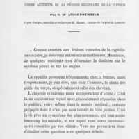 0012 - Page 12 - De l'alopécie, de l'onyxis et du périonyxis comme accidents de la période secondaire de la syphilis par Dr Alfred Fournier (La suite au numéro prochain)