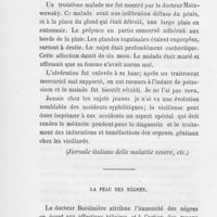 0063 - Page 64 - Revue des journaux. Les lésions syphilitiques chez le vieillard peuvent simuler le cancer (Jiornale italiano delle malattie venere, etc.) / La peau des nègres (Archives médicales de Humboldt)
