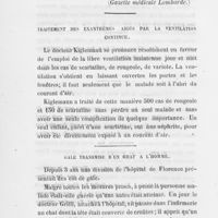 0065 - Page 66 - Revue des journaux. Psoriasis guéri par le maïs altéré (Gazette médicale Lombarde) / Traitement des exanthèmes aigus par la ventilation continue / Gale transmise d'un chat à l'homme (Impartial de Florence)