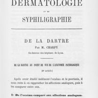 0148 - Page 145 - De la dartre par M. Charpy. De la dartre au point de vue de l'anatomie pathologique (2e article). 1° De l'eczéma comparé aux affections analogues