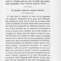 0310 - Page 307 - Revue des journaux par Dr H. Coutagne. de quelques affections des ongles par C. Hilton Fagge (Guy's hôpital Reports, 1870) / De quelques affections cutanées simulées par C. Hilton Fagge (British Medical Journal)