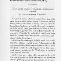 0313 - Page 310 - Revue des journaux par Dr H. Coutagne. Étude sur les amblyopies et les amaurozes syphilitiques par X. Galezowski (Archives générales de médecine, janvier, février, mars 1871) / Sur un cas de guérison spontanée de blennorrhagie chronique par Docteur Ledeganck (Presse médicale belge, 2 juillet 1871)