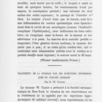 0315 - Page 312 - Revue des journaux par Dr H. Coutagne. Inflammation blennorrhagique du cordon spermatique sans orchite (Wiener medizinische presse) / Traitement de la syphilis par les injections hypodermiques de sublimé corrosif par R. W. Taylor (New-york, médical gazette, 13 mai 1871)