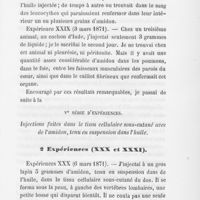 0450 - Page 447 - Sur la résorption des matières non dissoutes chez les mammifères par Dr Henri Auspitz (suite et fin). IVe série d'expériences. Injections pratiquées dans la cavité abdominale avec de l'amidon, tenu en suspension dans l'huile. 3 expériences / Ve série d'expériences. Injections faites dans le tissu cellulaire sous-cutané avec de l'amidon, tenu en suspension dans l'huile. 2 expériences