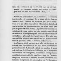 0054 - Page 54 - Revue bibliographique. Essai sur l'influence de l'alcoolisme dans le développement de plusieurs groupes d'affections cutanées, par le Dr . Renault. Paris, 1874