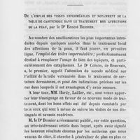 0312 - Page 312 - Revue des journaux. De l'emploi des tissus imperméables et notamment de la toile de caoûtchouc dans le traitement des affections de la peau, par le Dr Ernest Besnier (Bulletin général de thérapeutique, janvier 1875)