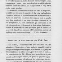 0317 - Page 317 - Revue des journaux. Des rétrécissements syphilitiques de la glotte, par le Dr Elsberg. (The American Journal of syphilography and dermatology) / Observation de sueur sanguine, par W.-P. Hart (Richmond and Louisville médical journal, janvier 1875)