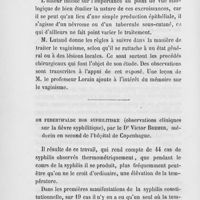 0462 - Page 462 - Revue bibliographique. Du vaginisme, ses causes, sa nature et son traitement, suivi d'une leçon clinique de M. Le professeur Lorain par Par A.-G. Lutaud, chez Masson / Om febertifalde hos syphilitiske (Observations cliniques sur la fièvre syphilitique), par le Dr Victor Bremer