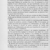 0400 - Page 390 - Revue française. Maladies vénériennes. Anatomie pathologique et pathogénie de l'épididymite blennorrhagique. — Discussion soutenue à la société de chirurgie par MM. Terrillon, desprès, terrier, horteloup et trélat. (Passim) / Arthrite blennorrhagique du genou. — Ankylose. — Leçon clinique de M. Le professeur Gosselin (Résumé) (Gazette des hôpitaux)