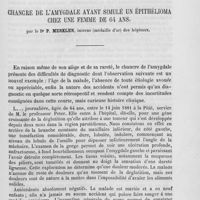 0691 - Page 673 - Recueil de faits. Chancre de l'amygdale ayant simulé un épithélioma chez une femme de 64 ans, par le Dr P. Merklen