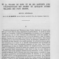 0695 - Page 677 - Revue générale. De la filaire du sang et de ses rapports avec l'éléphantiasis des arabes et quelques autres maladies des pays chauds. Revue générale par le Dr H. Barth