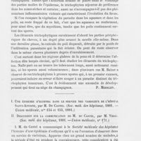 0061 - Page 57 - Revue de dermatologie. Ein Beitrag zur histologie des keloids (Contribution à l'histologie de la chéloïde), par le Dr Babesiu / Une épidémie d'ecthyma dans le service des varioleux de l'hôpital Saint-Antoine, par M. Du Castel. (Soc. Méd. Des hôpitaux, 1881. — Union médicale, 1881)