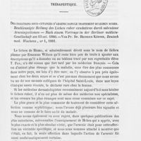0200 - Page 193 - Revue de dermatologie. Thérapeutique. Des injections sous-cutanées d'arsenic dans le traitement du lichen ruber. Beschleunigte Heilung des Lichen ruber exudativus durch subcutane Arseninjectionen — Nach einem Vortrage in der Berliner medicin Gesellschaft am 13 oct. 1880. von Pr. Dr. Heinrich Köbner, Deutsch med. Wochens. , 1881