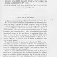 0430 - Page 423 - Histoire et critique. L'étymologie du mot syphilis. — Les premiers livres publiés sur cette maladie jusqu'à l'apparition du poème de fracastor en 1530 par le Dr E. Turner