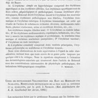 0614 - Page 595 - Revue de dermatologie étrangère. Erythema. Von G. Behrend. — (Real-Encyclopedie der Gesammten Heilkunde) / Ueber die histologischen Veranderungen der Haut bei Morbillen und scarlatine. Modifications histologiques de la peau dans la rougeole et la scarline, par le prof. J. Nemann. (Med. Jahrbüchern der K. K. Gesellschaft der Aerzte, 1882)