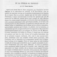 0622 - Page 603 - Bibliographie. De la syphilis du testicule par le Dr Paul Reclus