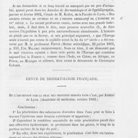 0696 - Page 677 - Histoire et critique. L'étymologie du mot syphilis. — Les premiers livres publiés sur cette maladie jusqu'à l'apparition du poème de frascator en 1530 par le Dr E. Turner (Fin) / Revue de dermatologie française. De l'absorption par la peau des principes dissous dans l'eau, par Aubert de Lyon. (Académie de médecine, octobre 1882)