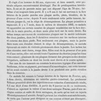 0193 - Page 189 - Revue de dermatologie. Ein fall von idiopathlschem, multiplen vigment-sarkom den extremitaten. (Cas de sarcome pigmentaire idiopatihque multiple des membres, par le Dr Röbner) (Seance de la Société de médecine de Berlin du 10 février 1886). (In Deutsche med. Wochenschrift, 1886)