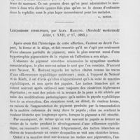 0195 - Page 191 - Revue de syphiligraphie. Réinfection syphilitique / Leucoderme syphilitique, par Alex. Haslund. (Nordiskt medicinskt arkiv, 1885)
