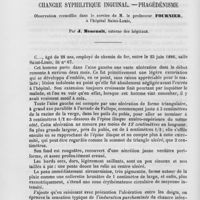0424 - Page 420 - Recueil de faits. Chancre syphilitique inguinal. — Phagédénisme par J. Mencault