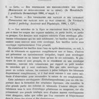 0429 - Page 425 - Revue de dermatologie. Lutz. — Zur morphologie des Mikroorganismus der lepra (Morphologie du micro-organisme de la lèpre). (In Monatshefte f. Praktische Dermatologie 1886)