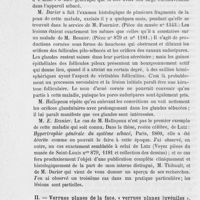 0026 - Page 22 - Réunion clinique hebdomadaire des médecins de l'hôpital Saint-Louis. 1er séance. — Le jeudi 29 novembre 1888. Espèce particulière d'acné sébacée concrète avec hypertrophie, M. Hallopeau / Verrues planes de la face, « verrues planes juvéniles », M. Tennesson