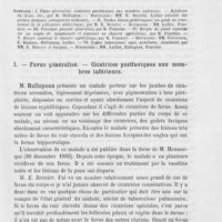 0031 - Page 27 - Réunion clinique hebdomadaire des médecins de l'hôpital Saint-Louis. 2e séance. — Le jeudi 6 décembre 1888. Favus généralisé. — Cicatrices postfaviques aux membres inférieurs, M. Hallopeau