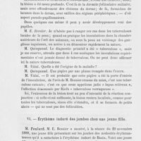 0218 - Page 206 - Réunion clinique hebdomadaire des médecins de l'hôpital Saint-Louis. 7e séance. — 17 janvier 1889. Folliculites agminées serpigineuses à marche lente, M. Quinquaud / Érythème induré des jambes chez une jeune fille, M. Feulard