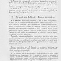 0350 - Page 338 - Réunion clinique hebdomadaire des médecins de l'hôpital Saint-Louis. 12e séance. — 21 février 1889. Chancre induré de la lèvre inférieure. — Contagion médiate probable, M. Vidal / Pityriasis rosé de Gibert. — Examen histologique, M. E. Besnier