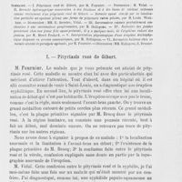 0891 - Page 879 - Réunion clinique hebdomadaire des médecins de l'hôpital Saint-Louis. 23e séance. — Le jeudi 20 juin 1889. Pityriasis rosé de Gibert, M. Fournier