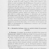 0896 - Page 884 - Réunion clinique hebdomadaire des médecins de l'hôpital Saint-Louis. 23e séance. — Le jeudi 20 juin 1889. Interprétation physiologique d'une éruption trichophy-tiaue disposée en cercles concentriques, M. Hallopeau / Dermatite bulleuse chez un malade atteint de paralysie agitante, M. Fournier