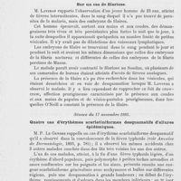 1331 - Page 1334 - Revue des sociétés savantes. Société médicale des hopitaux de Paris. Séance du 3 novembre 1893. Gommes syphilitiques cutanées, développées 52 ans après le chancre / Séance du 10 novembre 1893. Sur un cas de filariose / Séance du 17 novembre 1893. Quatre cas d'érythèmes scarlatiniformes desquamatifs d'allures épidémiques
