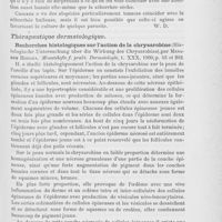0111 - Page 107 - Revue des publications périodiques. Revue de dermatologie. Séborrhée. La séborrhée et ses conséquences (On Seborrhaea and its results), par William Anderson. British Journal of Dermatology, août 1900 / Thérapeutique dermatologique. Recherches histologiques sur l'action de la chrysarobine (Histologische Untersuchung über die Wirkung des Chrysarobins), par Menahem Hodara. Monatshefte f. Prakt. Dermatologie, 1900