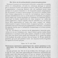 0807 - Page 795 - Revue des sociétés savantes. Société médicale des hôpitaux de Paris. Séance du 30 mars 1900. Un cas de maladie de Werlhoff / Sur deux cas de mélanodermie arsenicale généralisée / Séance du 21 avril 1900. Ecchymoses spontanées symétriques des quatre membres et des deux seins avec hématidrose chez une jeune fille de 13 ans et demi