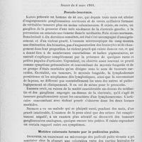 0904 - Page 872 - Revue des sociétés savantes. Wiener dermatologische gesellschaft. Séance du 20 février 1901. Dermatite papillaire / Séance du 6 mars 1901. Pseudo-leucémie / Matière colorante formée par le pediculus pubis