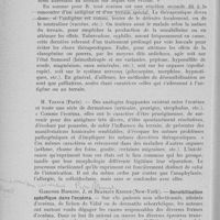 0038 - Page 26 - VIIIe congrès international de dermatologie et de syphiligraphie (Copenhague, 5-9 aout 1930). Thème I. — Étiologie et pathogénie de l’eczéma. Arthur Whitfield — Autosensibilisation dans l’eczéma / Gardner Hopkins, J. et Béatrice Kesten —sensibilisation spécifique dans l’eczéma