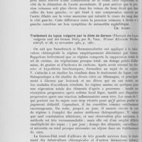 0411 - Page 402 - Analyses des principaux travaux reçus en novembre 1930. Etat de la pression veineuse dans la mésaortite syphilitique (Ueber das Verhalten der Venendrucks bei der Mesaortitis luetica), par F. Kisch. Wiener Klinische Wochenschrift, 1930 / Traitement du lupus vulgaire par la diète de Gerson (Therapie des Lupus vulgaris und dei Gerson Diät), par R. Volk. Wiener Klinische Wochenschrift, 1930