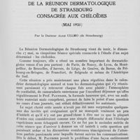 1004 - Page 979 - Travaux originaux. La séance spéciale de la réunion dermatologique de Strasbourg consacrée aux chéloïdes (Mai 1931), par le docteur Alice Ullmo