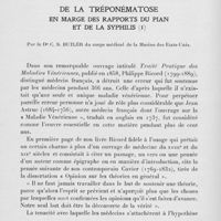 1213 - Page 1188 - Travaux originaux. De la tréponématose en marge des rapports du pian et de la syphilis par le Dr C. S. Butler