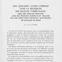 0593 - Page 583 - Sur quelques causes d'erreur dans la recherche des bacilles tuberculeux, chez Des cobayes inoculés avec des produits suspects et traités par Des injections d'extrait acétonique de bacilles de koch par L.-M. Pautrier