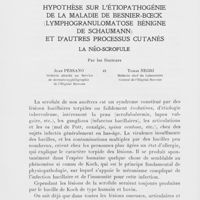 0616 - Page 606 - Hypothèse sur l'étiopathogénie de la maladie de Besnier-Boeck (Lymphogranulomatose bénigne de Schaumann) et d'autres processus cutanés. La néo-scrofule par les docteurs Juan Pessano et Tomas Negri
