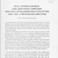 0433 - Page 433 - Travaux originaux. État hyperallergique avec éruptions complexes, créé, par l'intradermo-réaction de Frei chez une lymphogranulomateuse par S. Nicolau